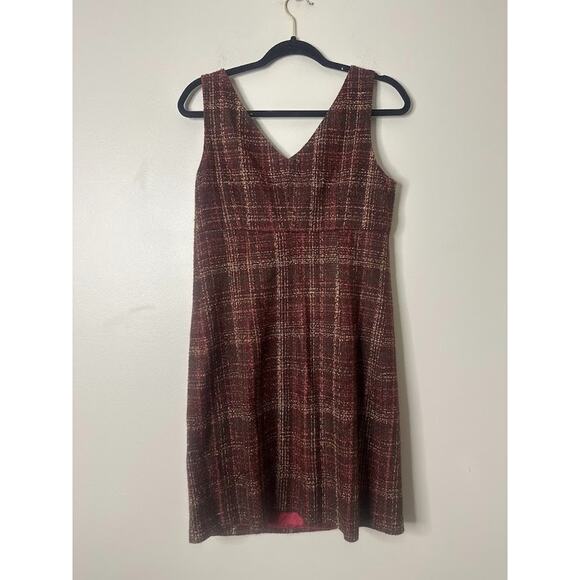Laundry by Shelli Segal Plaid Tweed Dress 8 Retro Academia Twee Preppy Office - Picture 5 of 11